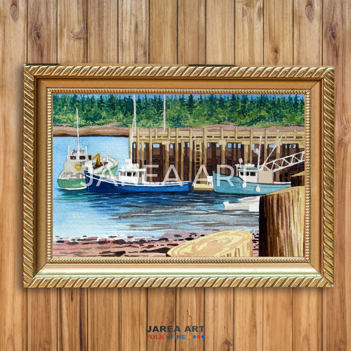 Low Tide Fishing Boats at the Wharf St. Andrews New Brunswick Print ...